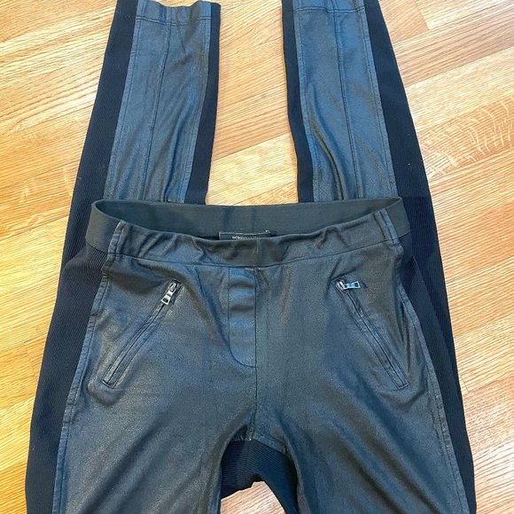 BCBGMaxAzria Faux Leather Contrast Panel Leggings - Picture 1 of 9